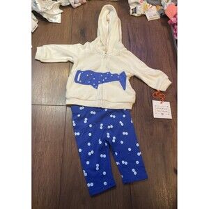 christian robinson hoodie sweater zip up outfit set 0-3 months nwt white blue